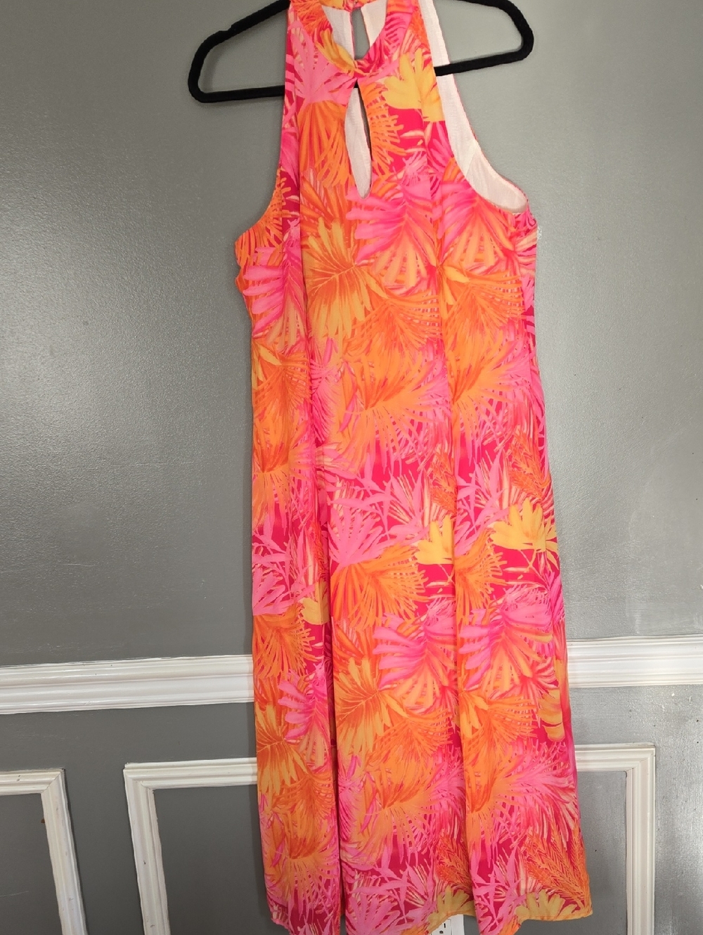 Sheri Martin Pink & Orange Tropical Halter Dress